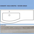 Mobile Agape 120 sospeso rovere grigio - vasca sinistra